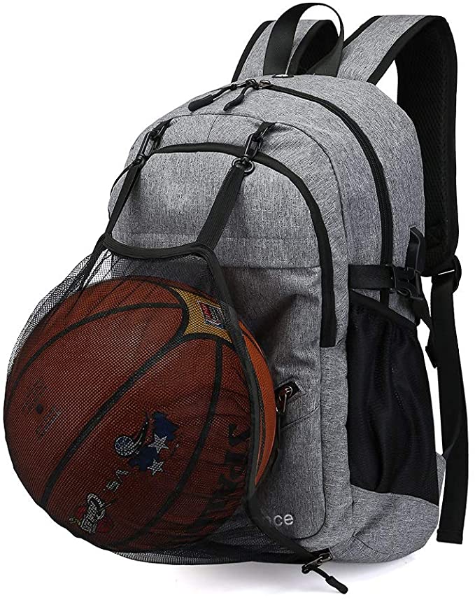 Bagpack with ball hanging